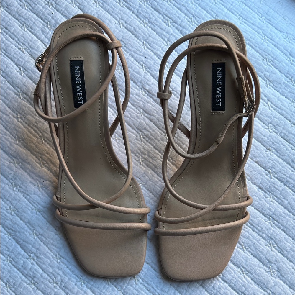 Nine West Beige Strappy Heels